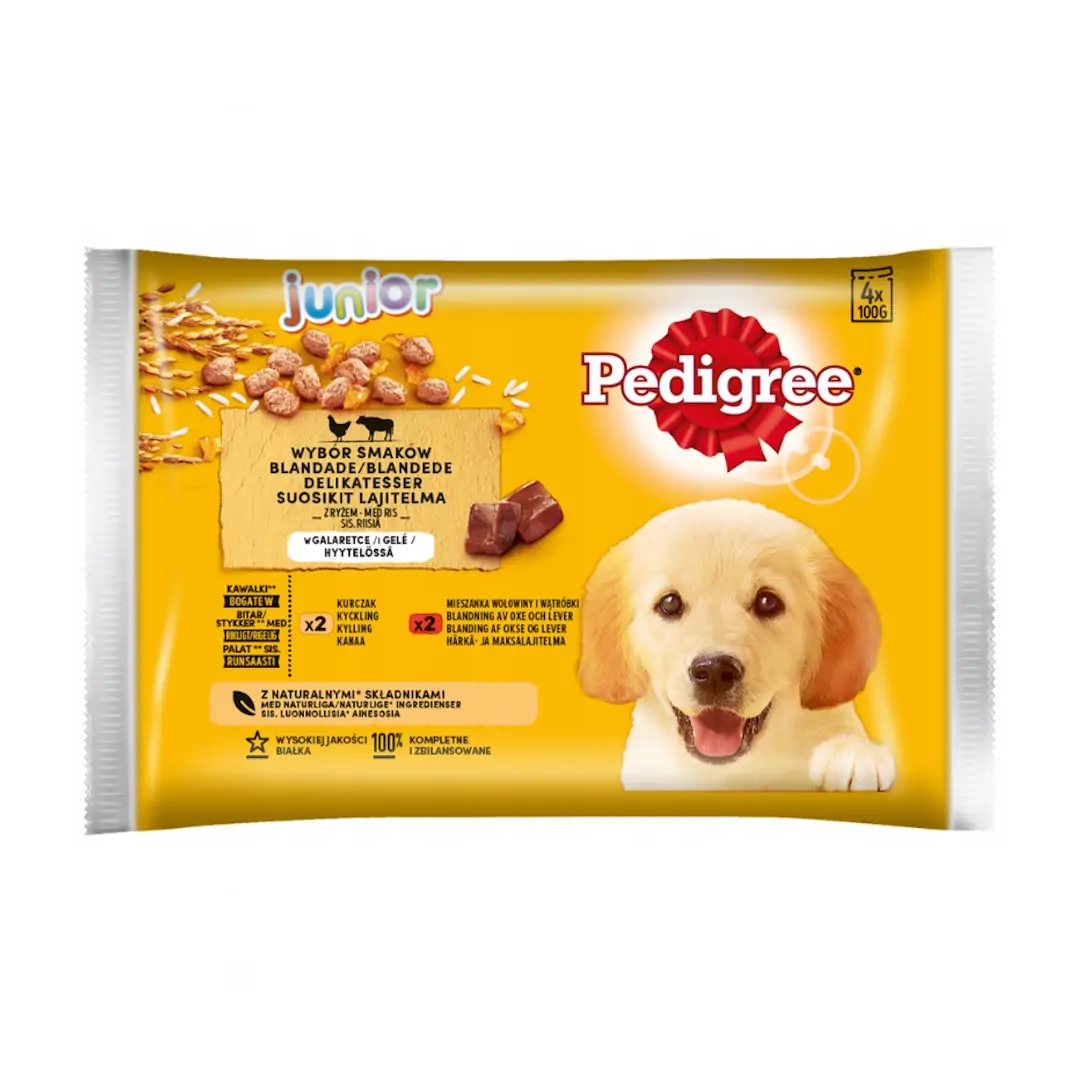 Pedigree Junior Multipack Wet Food Beef Chicken with Rice 4x100g